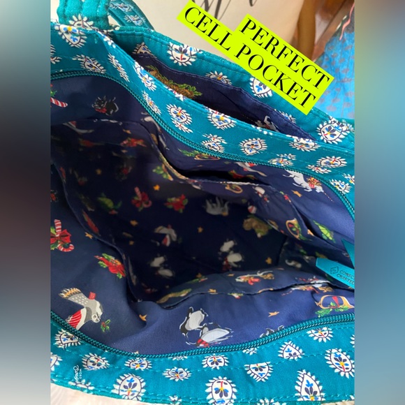 Vera Bradley Small Vera Tote Quilted Cotton ✨ French Hen + Snow Globe Motifs - Picture 6 of 16